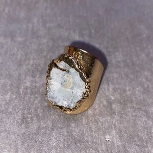 Gold Plated and White Agate Ring